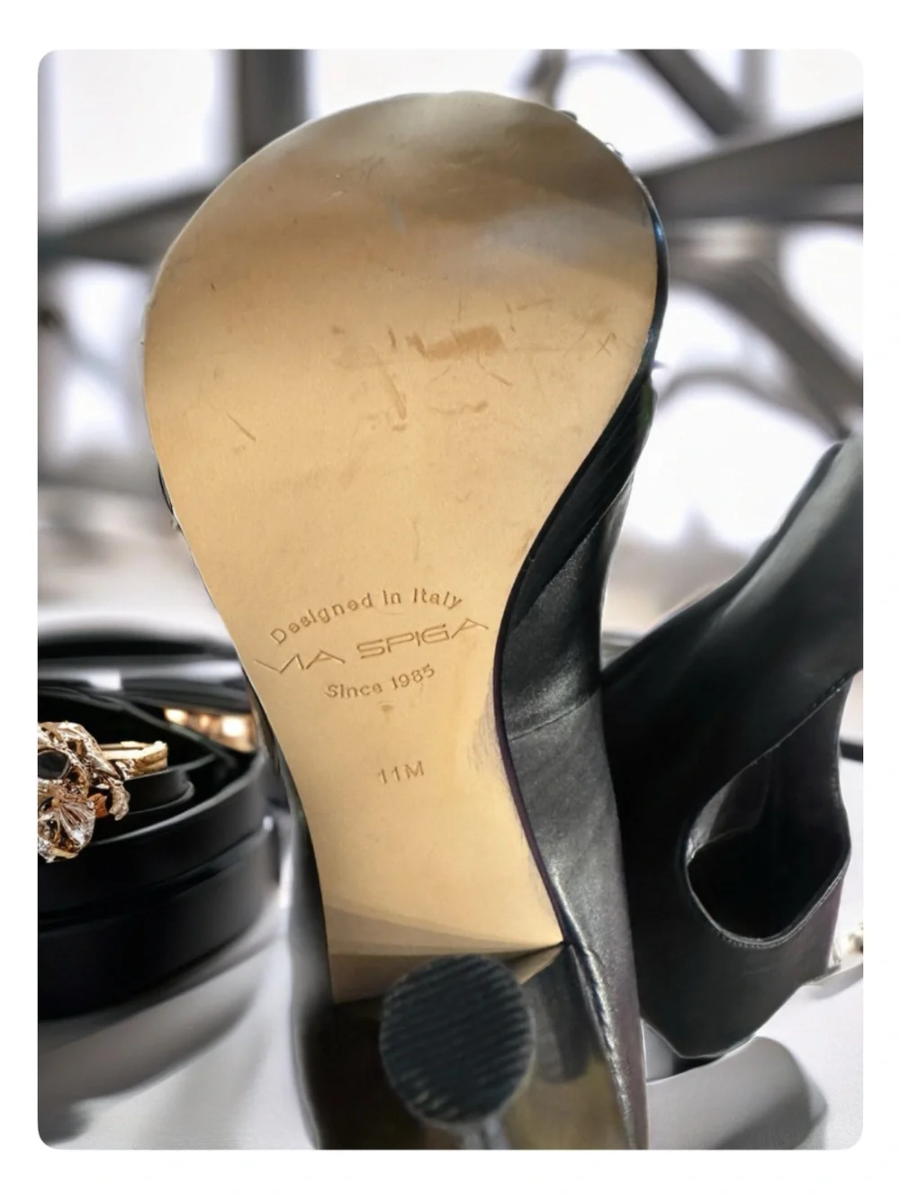 Via Spiga Black Peep-Toe Platform Pumps